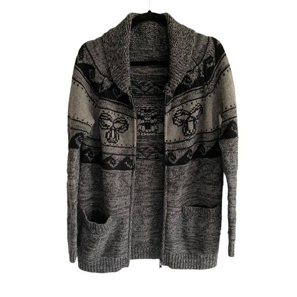 ARITZIA Tna Sea To Sky Wool Chunky Knit Long Cardigan Sweater Jacket Grey L - Picture 3 of 7